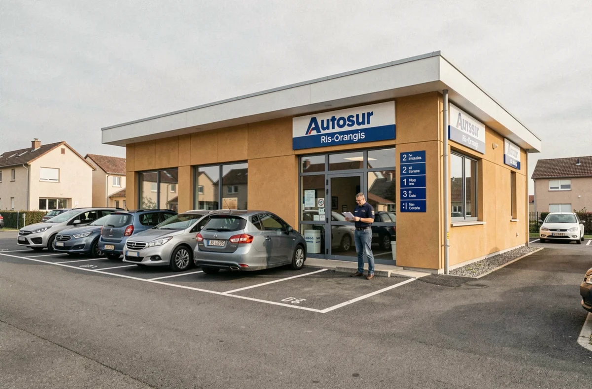 Accueil client à l'entrée du centre Autosur Ris-Orangis dans l'Essonne