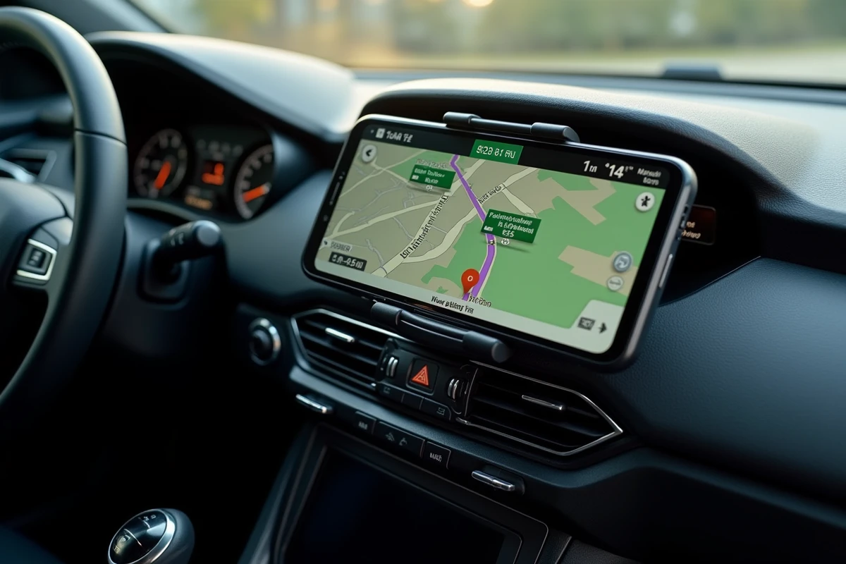 Comparaison entre l'écran GPS intégré et l'application smartphone pour trouver une station éthanol E85