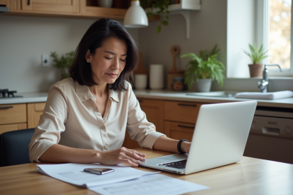 Femme organisée travaillant à son bureau moderne