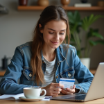 Femme examine son permis de conduire français à la maison