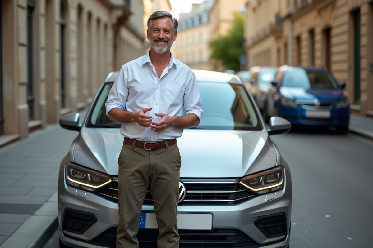 Homme posant une plaque d