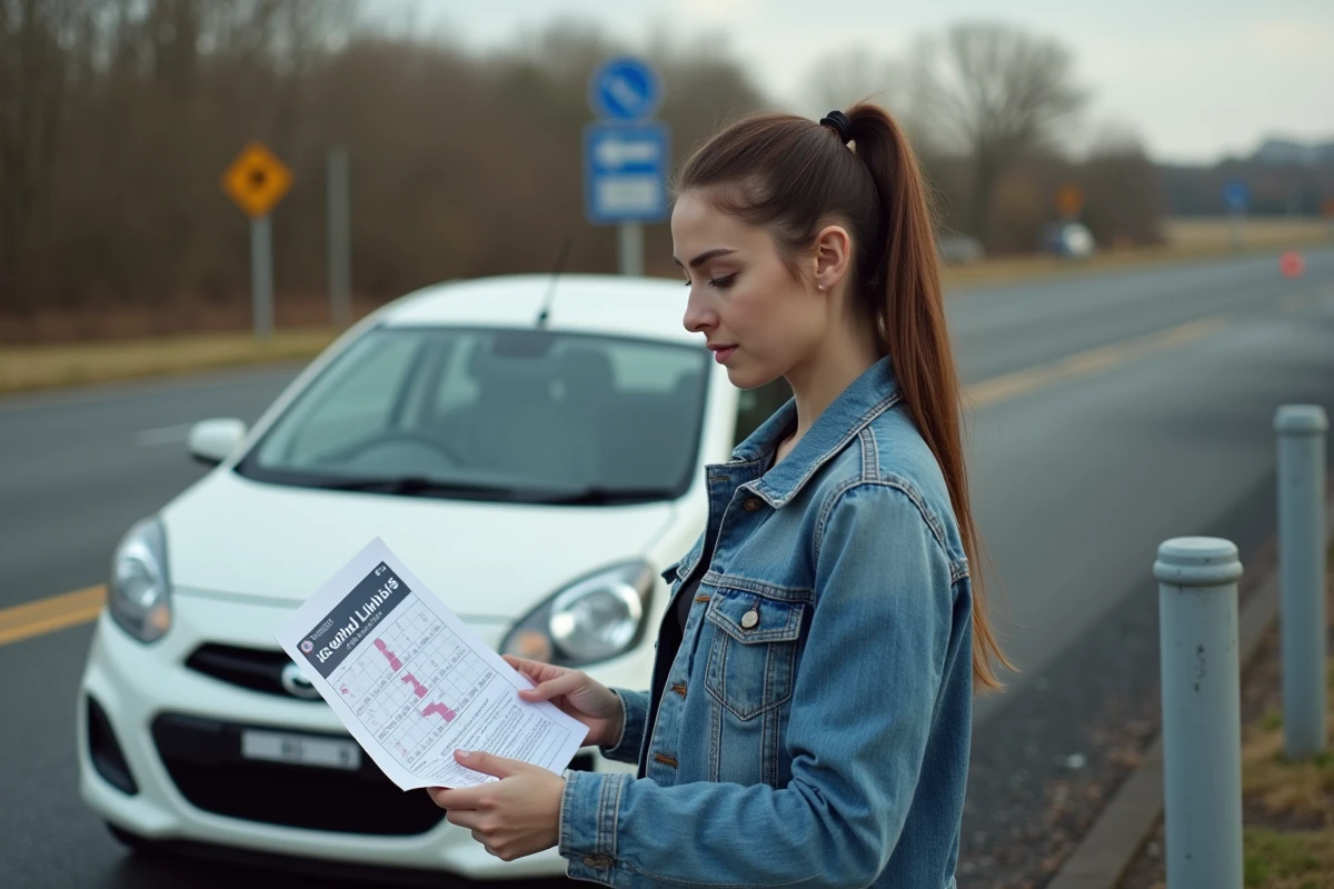 Jeune femme consulte un tableau de limites d
