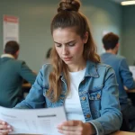 Jeune femme attendant ses résultats de test de conduite