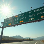 Panneau routier américain affichant des distances en miles en plein jour