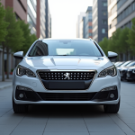 Peugeot 408 en environnement urbain lumineux