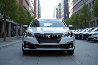 Peugeot 408 en environnement urbain lumineux