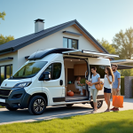 Peugeot Rifter 2024 devant maison familiale ensoleillée