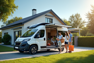 Peugeot Rifter 2024 devant maison familiale ensoleillée