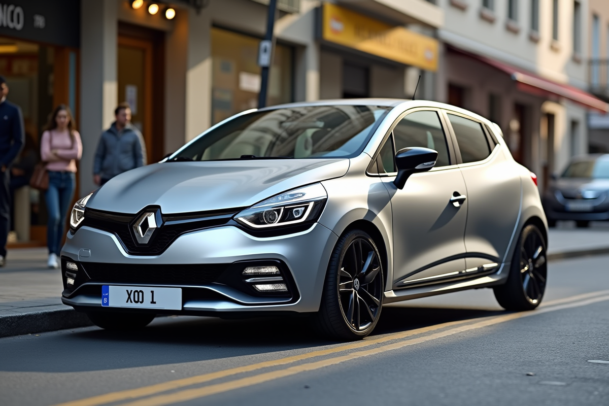 Voiture Renault Clio 2 RS en ville en plein jour