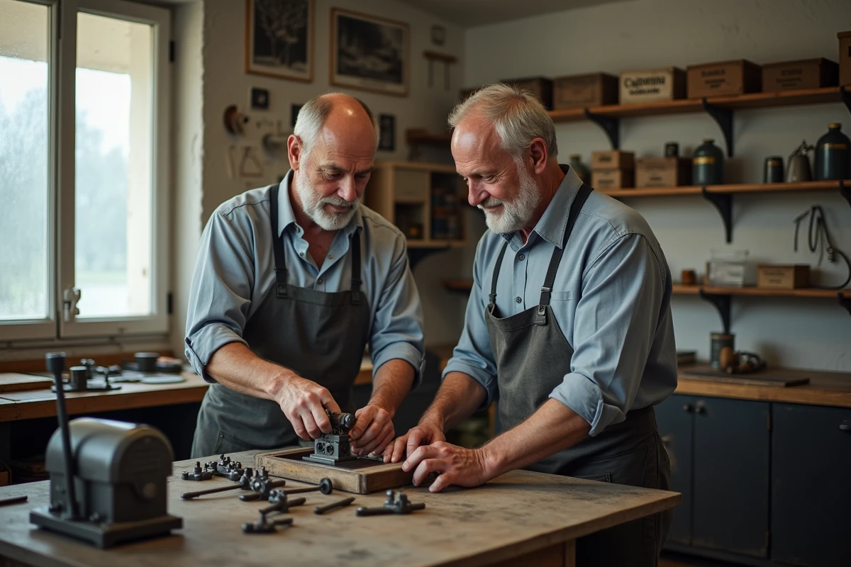 Transmission du savoir-faire mécanique entre deux générations de mécaniciens landais dans un atelier de village